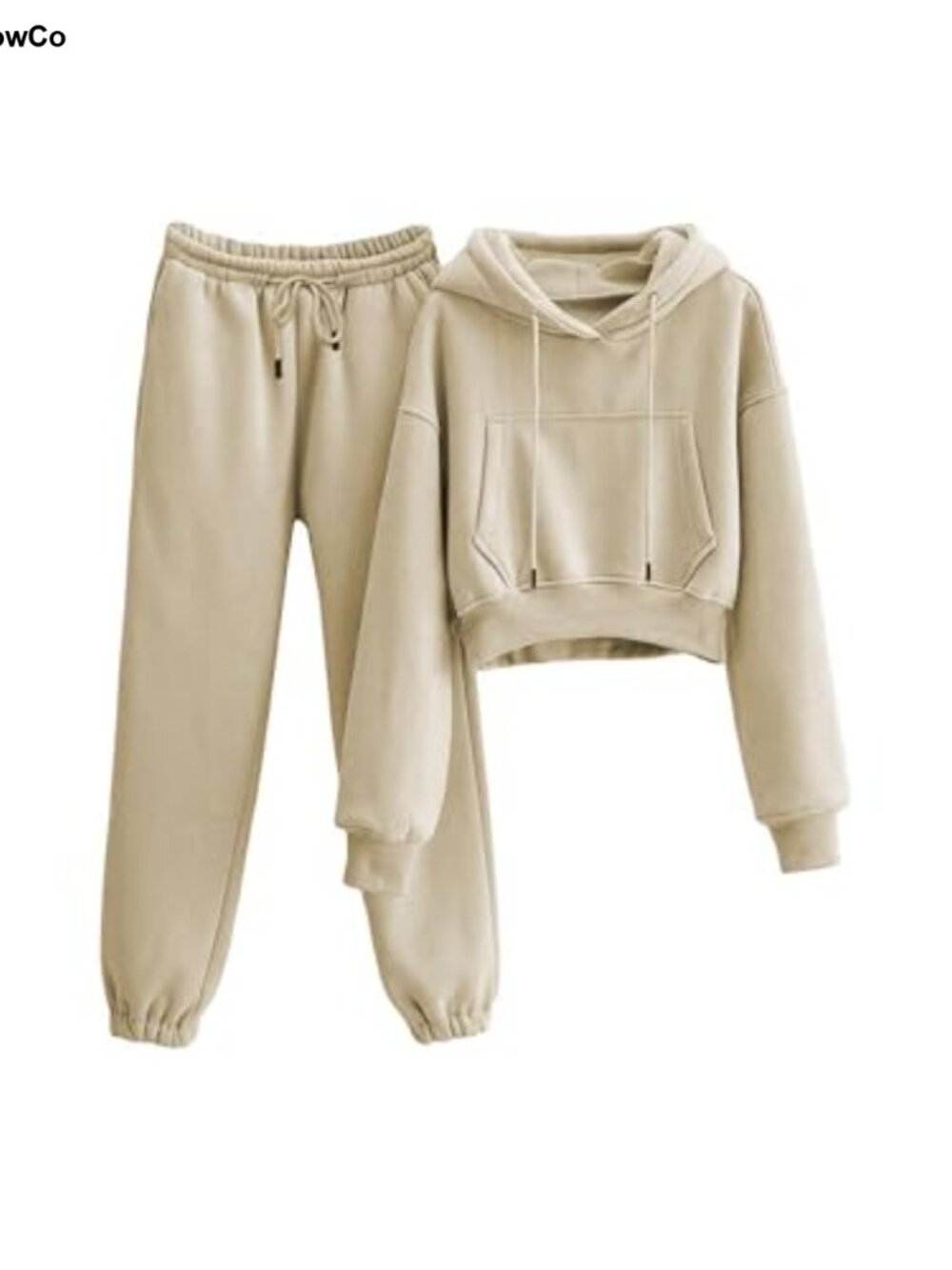 Women's 2 Piece Fleece Cropped Hoodie Sweatpants Set